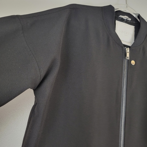 SOSKEN STUDIOS Marisa Minicucci Charlie black mesh trim zip front bomber jacket - Picture 5 of 14